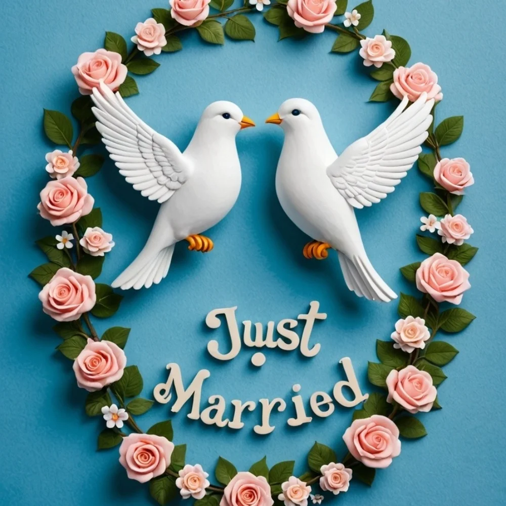 Just Married In A Glass Front Frame 8x10 Picture AI wall